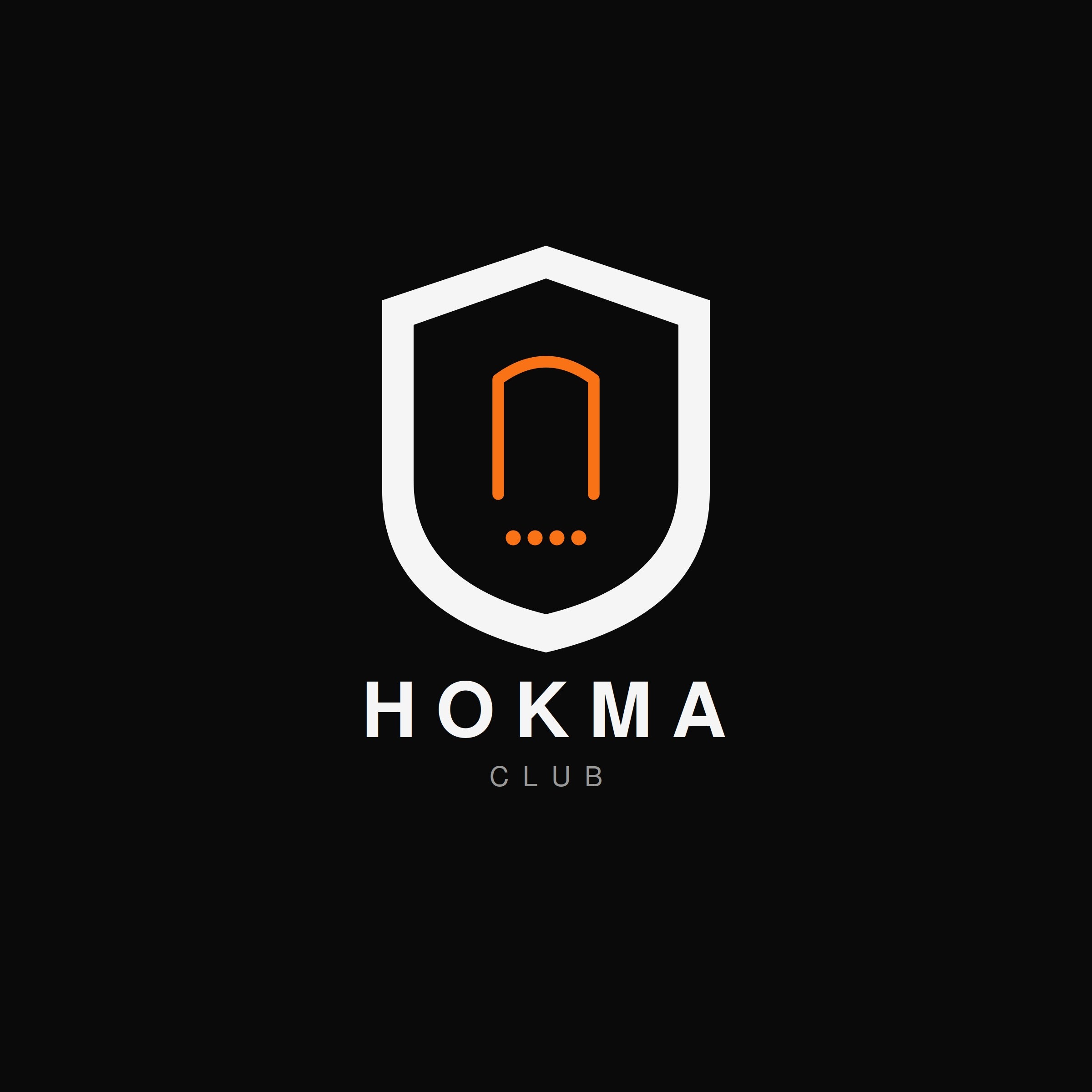 Logo Hokma Club — escudo com Chet hebraico e quatro pontos